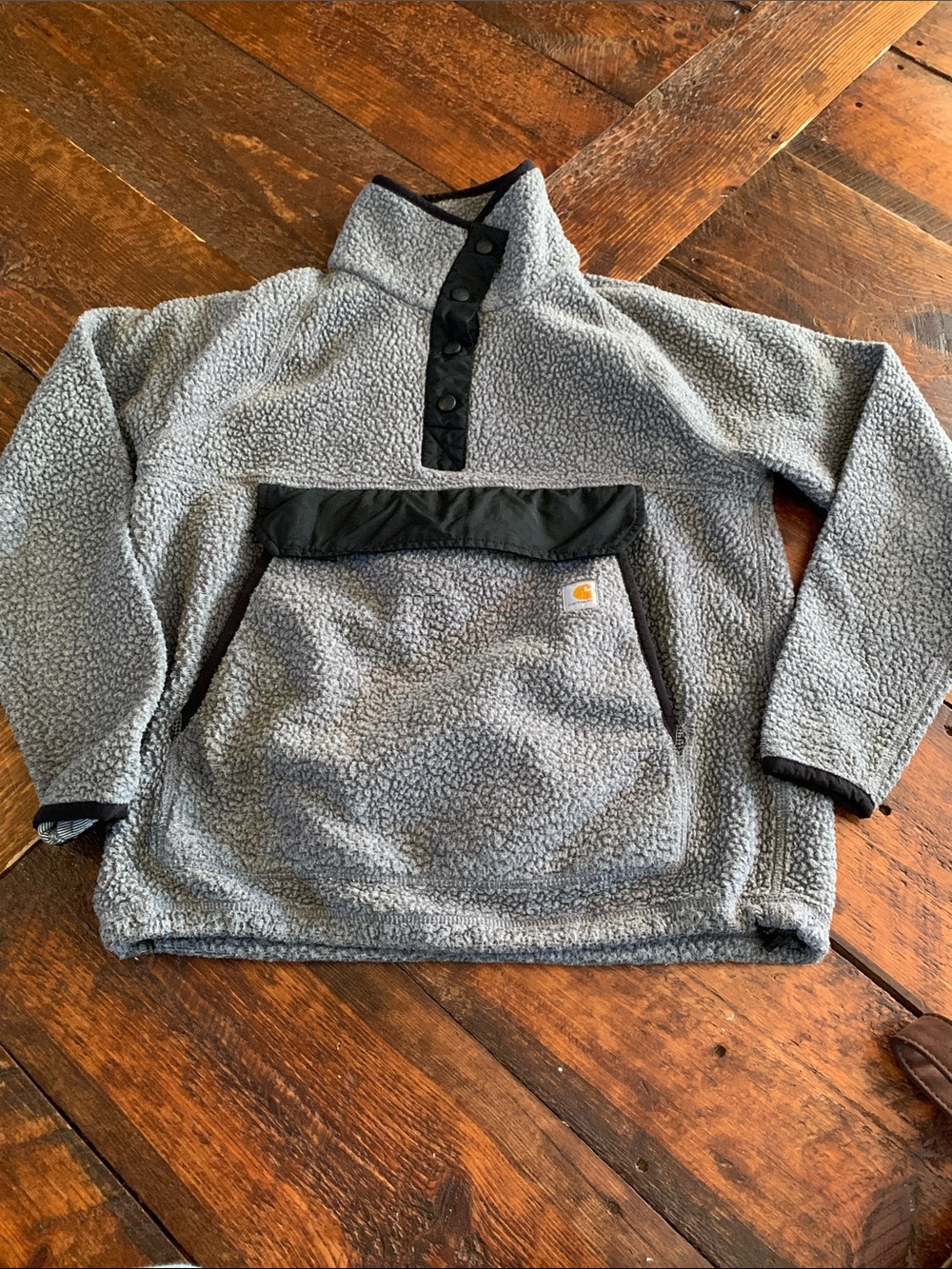 Carhartt Kids Gray Sherpa Snap Pullover with Black Trim